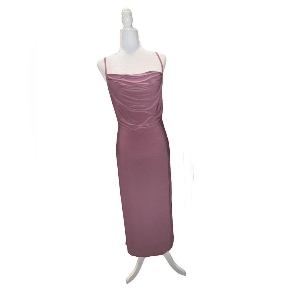 SALE Temp REDUCED from $48 to $35 BEBE COWL NECK Mauve MIDI DRESS Med